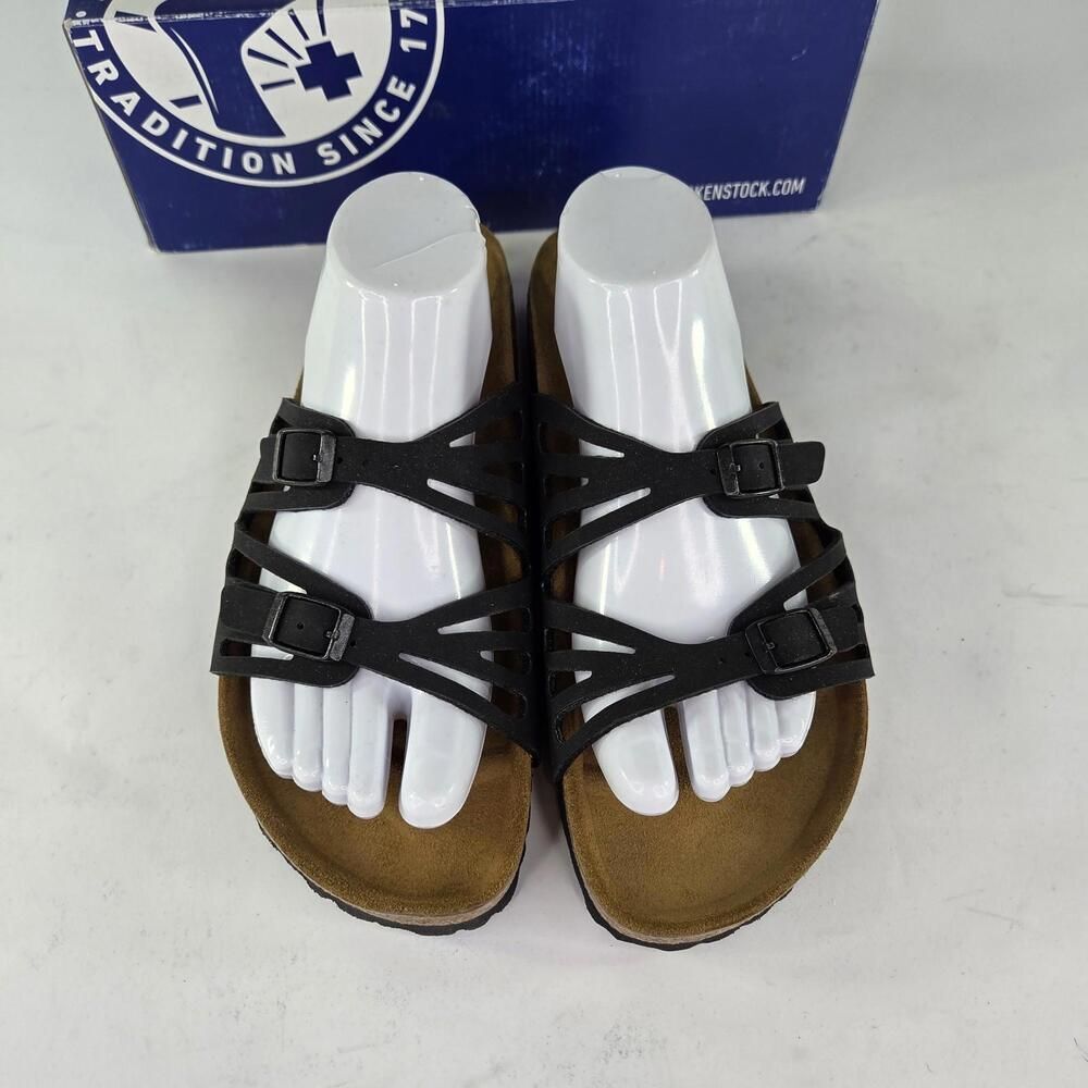 Birkenstock Granada Black Leather Slide US 9 Narrow Mens Birko-Flor Sandals - Picture 3 of 7